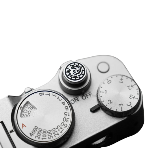 Pulsante di scatto in metallo 1,5 cm Rotondo argento con motivo drago per Sony A7C2 Fujifilm XT50 X100VI Xhalf XM5 XE4 Nikon ZF Leica