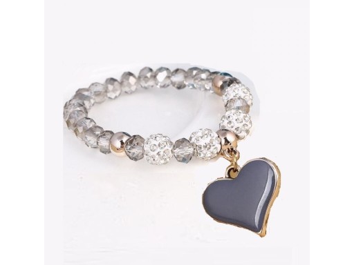 Pulseira de contas feminina com coração H351