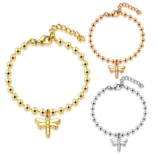 Pulseira de contas feminina com libélula
