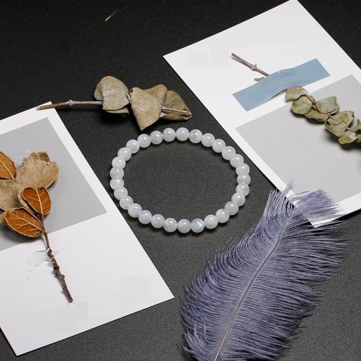 Pulseira de contas feminina de pedra da lua