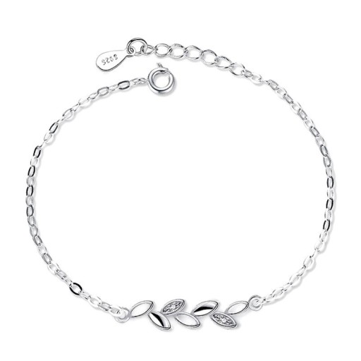 Pulseira de corrente feminina com folhas