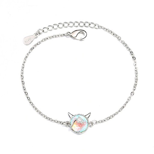 Pulseira de corrente feminina com pedra e chifres