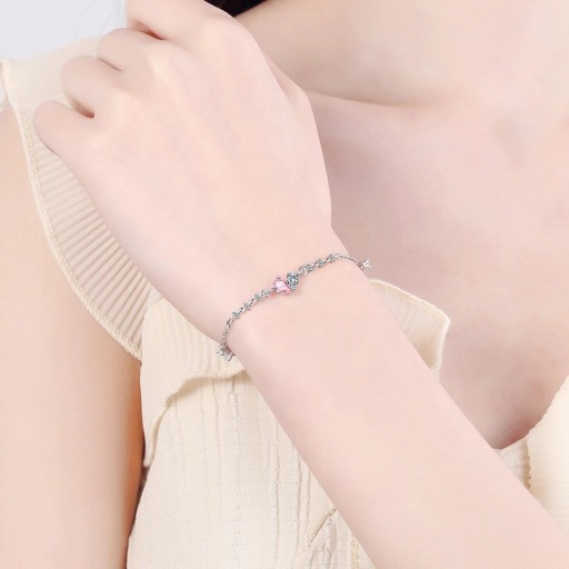 Pulseira de corrente feminina com pedras A1692