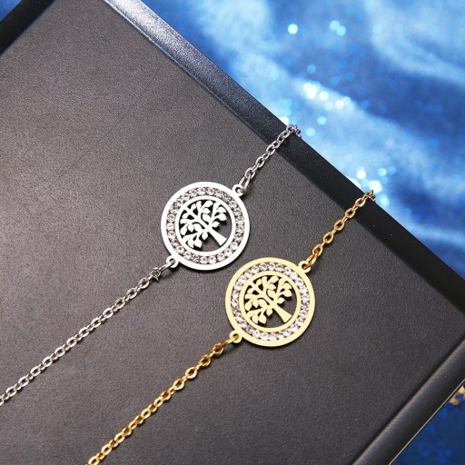 Pulseira de corrente para senhora com árvore