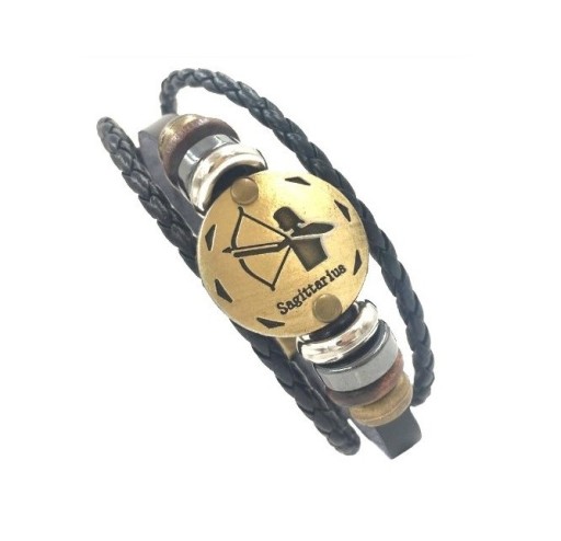 Pulseira de couro masculina signo