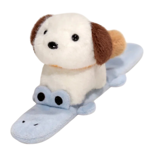 Pulseira de peluche com cãozinho Brinquedo de peluche para o pulso 25 × 10 cm Acessório adorável para crianças Presente divertido para amantes