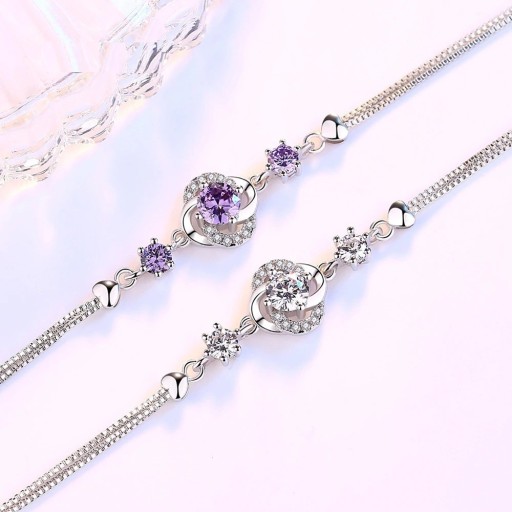 Pulseira dupla feminina com pedras