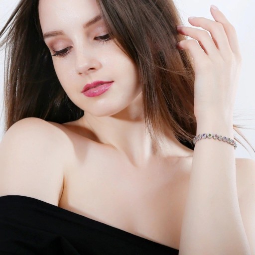 Pulseira feminina com pedras coloridas H66