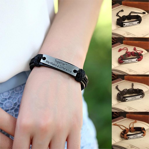 Pulseira masculina em couro genuíno J3380