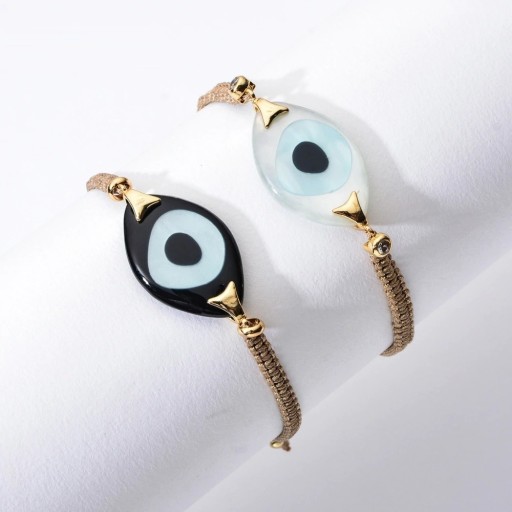 Pulseira tricotada feminina com olho