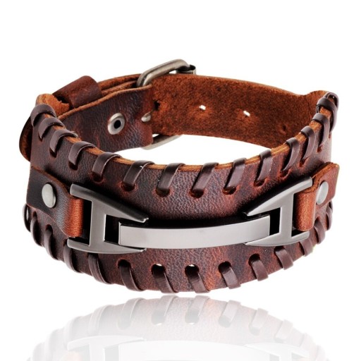 Pulsera ancha de cuero para hombre H208