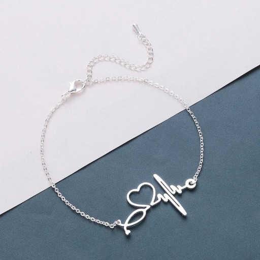 Pulsera de cadena con frecuencia cardíaca para mujer