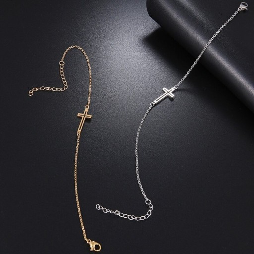 Pulsera de cadena de mujer con cruz