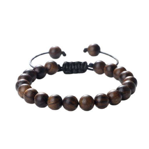 Pulsera de cuentas de madera unisex ajustable perlas de 8 mm tamaño 17–29 cm marrón oscuro natural en cordón para uso diario
