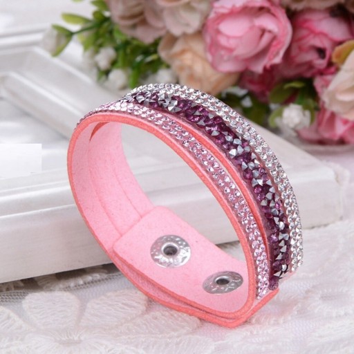 Pulsera de cuero para mujer con piedras H565