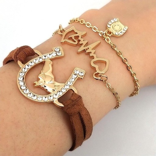 Pulsera de mujer con caballo 3 uds.