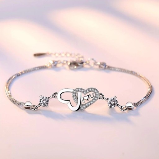 Pulsera de mujer con corazones y piedras conectadas H416