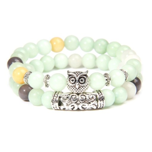 Pulsera de mujer con cuentas y búho 2 uds.