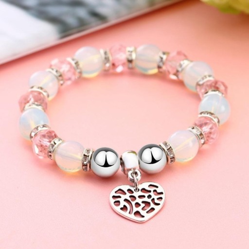 Pulsera de mujer con cuentas y corazón H349