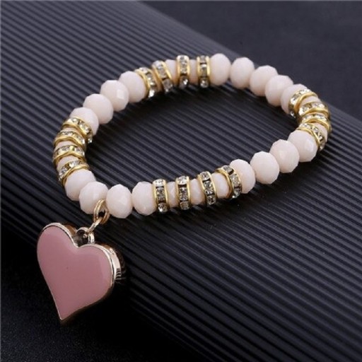 Pulsera de mujer con cuentas y corazón H351