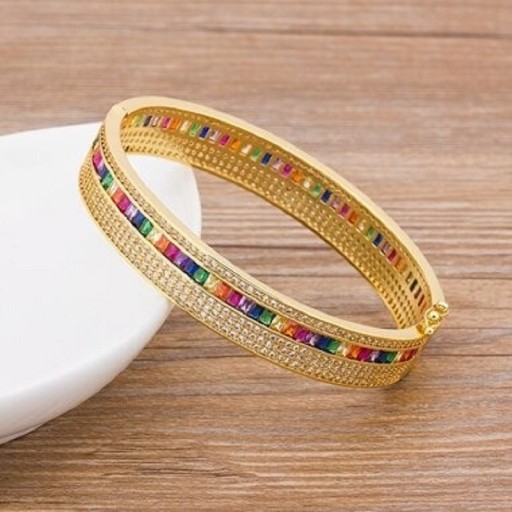 Pulsera maciza de mujer con piedras H545