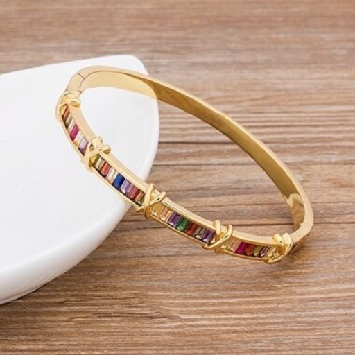 Pulsera maciza de mujer con piedras H545