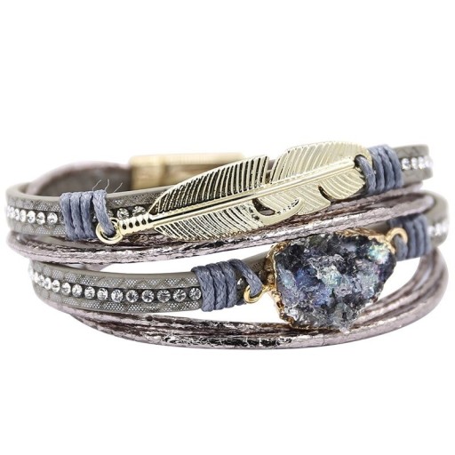 Pulsera multicapas para mujer con piedra