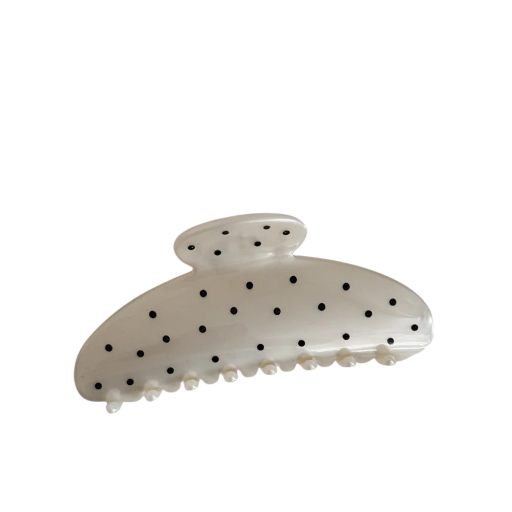 Punktet hårklips rund fuld 10,5 x 5 cm Dame dekorativt hårspænde Stort dekorativt klips fast greb elegant tilbehør