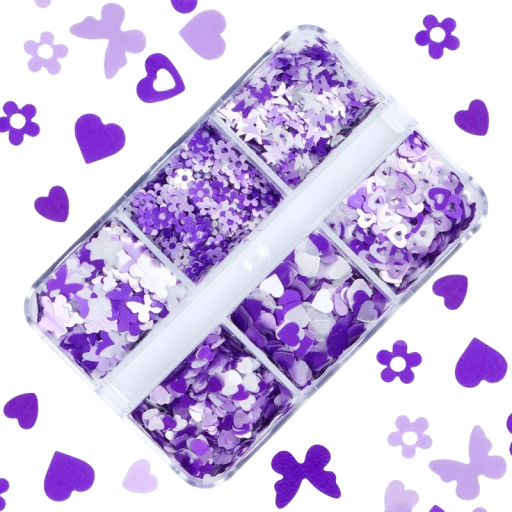 Purple Sequins 3–4 g Various Shapes Nail Decorations Crafting DIY Scrapbooking Sewing Art Crafts Handicrafts