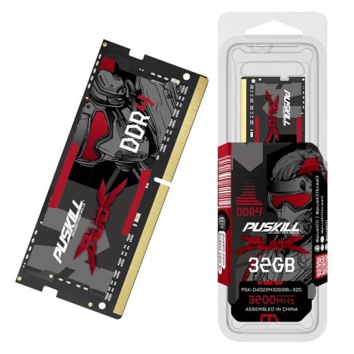 PUSKILL DDR4 32GB 3200MHz SoDIMM Notebook RAM Modul 1.2V Výkonná operačná pamäť pre prenosné počítače Rýchly stabilný upgrade