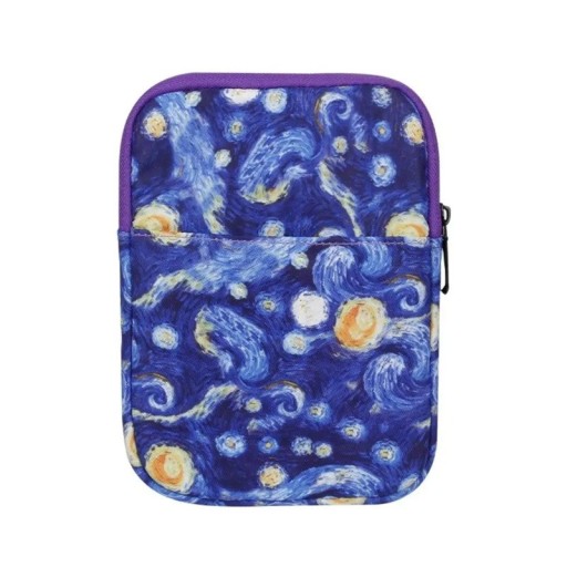 Puzdro na čítačku elektronických kníh so zipsom 15 x 21 cm polyester polstrované modro-fialové s potlačou hviezd do batohu aj tašky