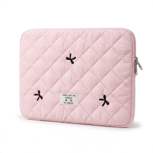 Puzdro na notebook 15 až 16 palcov Prošívané s vyšívanými mašličkami 39 x 28 cm Plyšová podšívka Pre MacBook Pro 15 a 16