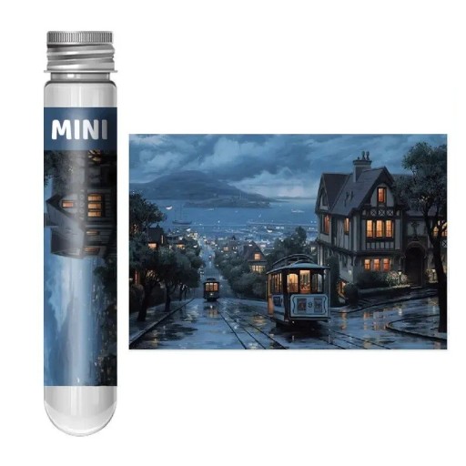 Puzzle 150 Pieces in a Test Tube 15 x 10 cm Train to San Francisco Sakura Romantic Town Decompression Toy Educational Game for Family