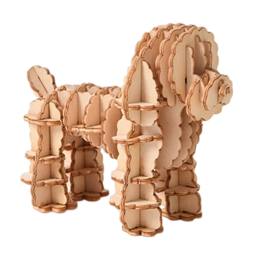 Puzzle 3D din lemn, model de pudel, kit de construcție pentru animale, asamblare, puzzle, lucrat manual, cadou pentru copii, adulți și adolescenți, 91x53x75 mm