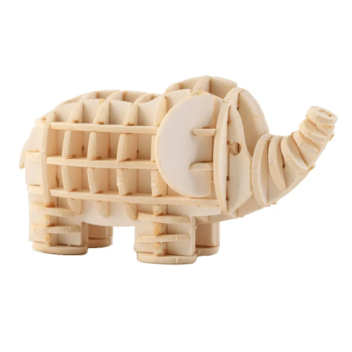 Puzzle 3D din lemn, model elefant 60x30x31 mm, kit de asamblare, puzzle cu animale, cadou DIY pentru copii, adulți, adolescenți, creație creativă