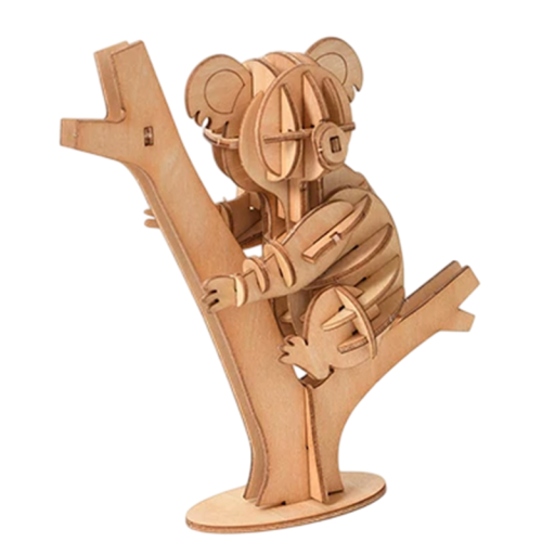 Puzzle 3D din lemn, model Koala, 117x52x124 mm, kit de construcție animale, asamblare DIY, asamblare manuală, cadou decorativ pentru copii, adolescenți și adulți
