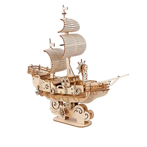 Puzzle 3D din lemn, navă, model DIY, kit de construcție din lemn 3D, asamblare fără lipici, barcă decorativă, asamblat manual, cadou pentru copii și adulți