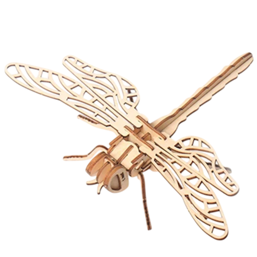 Puzzle 3D en bois Libellule Modèle animal DIY Décoration assemblée à la main en matériau naturel Cadeau pour enfants adultes et adolescents