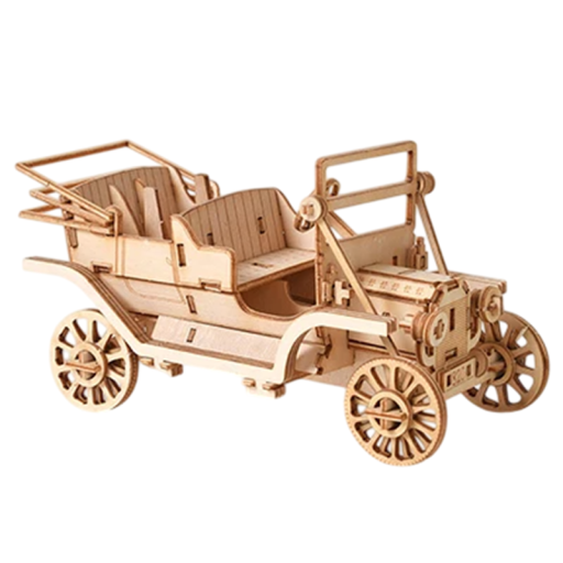 Puzzle 3D in legno 154 x 74 x 80 mm modello DIY auto d'epoca kit di montaggio auto assemblabile a mano regalo per bambini e adulti