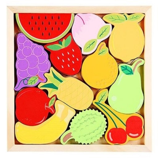 Puzzle cu fructe din lemn pentru copii