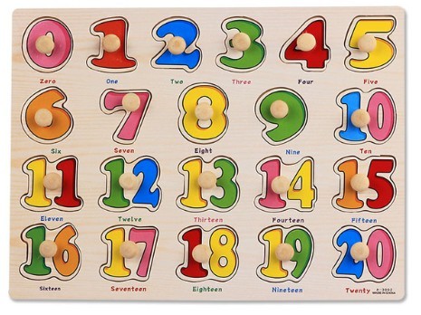 Puzzle en bois à encastrer - Chiffres 0-20