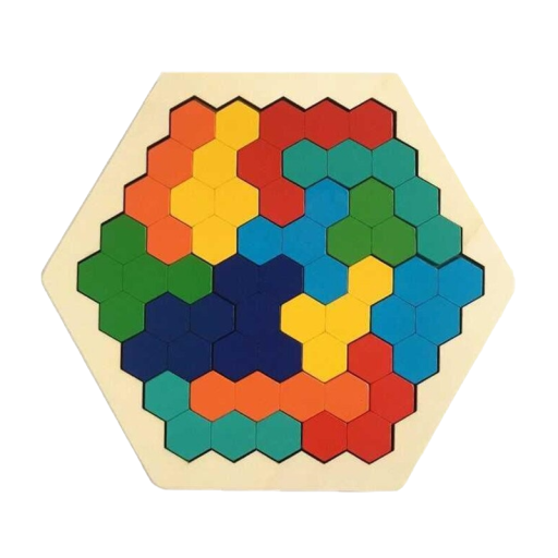 Puzzle hexagonal din lemn 12,8 x 14,6 cm