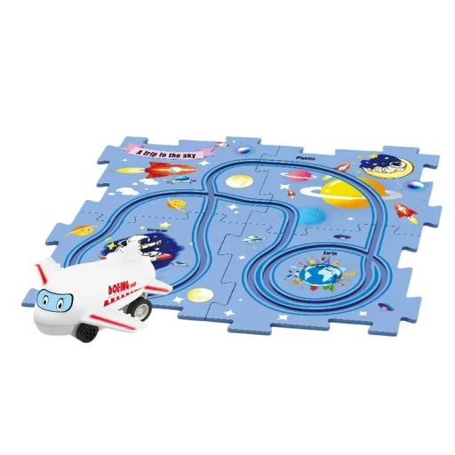 Puzzle infantil ferroviária eléctrica espaço 4 peças com carrinho para crianças motricidade, criatividade, desenvolvimento, jogo divertido