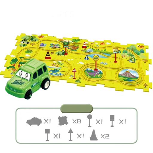 Puzzle per bambini elettrica ferrovia dinosauro 15 pezzi per bambini motricità, creatività, divertimento, puzzle con tema dinosauri