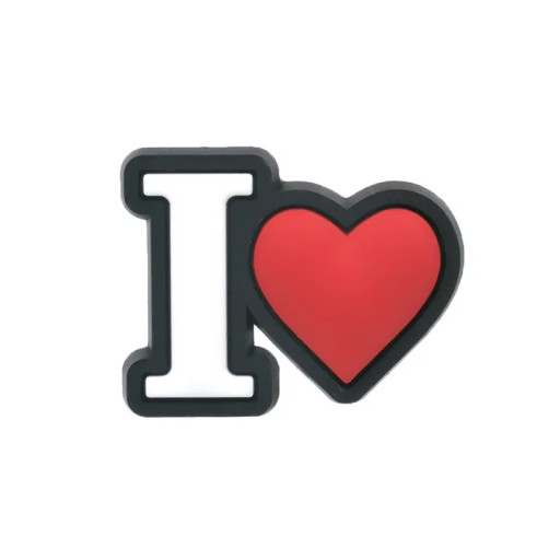 PVC breloczek do butów Crocs z motywem „I love” Oryginalna ozdoba do obuwia Stylowy dodatek do butów dziecięcych i dorosłych z miękkiego materiału PVC