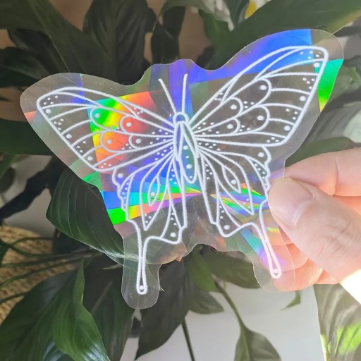 PVC Window Sticker Rainbow Sun Catcher Butterfly Motif Decorative Window Film with Colourful Light Effect