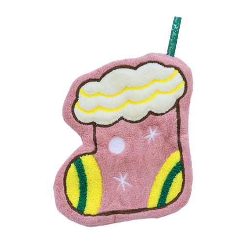 Pyyhe mikulášin sukka 17,5 × 30,5 cm fleece vaaleanpunainen keltainen ripustettava kangas koriste keittiöön kylpyhuoneeseen