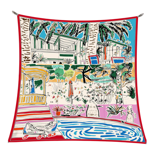 Quadratisches modisches Tuch Multifunktionales Tuch für Kopf, Hals und Körper Sommertrend Damenaccessoire Französische Riviera Stil