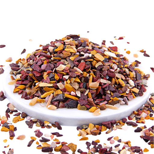 Quarzsteine Mokait Granulat 3–5 mm 50 g Packung natürlicher Material mehrfarbige Steine für Dekorationen und kreative Nutzung