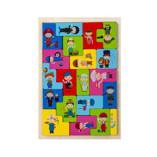 Quebra-cabeças de madeira 15 x 22,5 cm Temas de profissões Bombeiro trabalhador jardineiro Brinquedo educativo para desenvolvimento de lógica